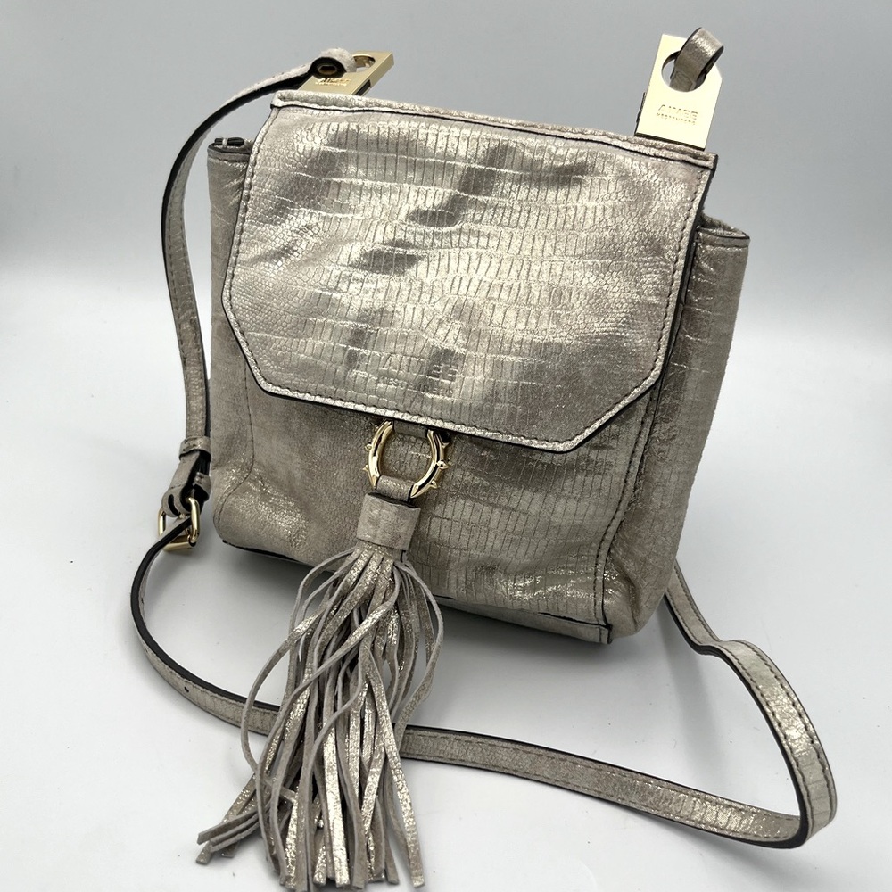 Aimee Kestenberg Metallic Croc-Embossed Leather Crossbody Bag